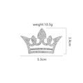 Silver crown brooch with rhinestones featuring precise size measurements and weight info - Crown Style 7 (Silver)