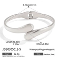 Silver stainless steel open bangle with double water drop design and mechanical clasp - Silver Water Drop Bangle (JDB0305013-S)