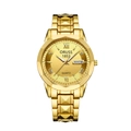 Classic gold stainless steel men's business quartz watch with dual day-date display - Gold Case Gold Dial