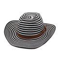 Western straw cowboy hat with black and white stripes and brown leather band - One Size(56-58cm) / Black White Striped + Yellow Wind Rope