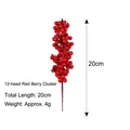 Detail view of 20cm artificial red holly berry stems for New Year and festive decor - Red 12-branch Foam Berries