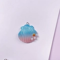Blue and pink gradient shell pendant with gold stars and white pearls for DIY jewelry - Small Shell / Blue-Pink Gradient (With Gold Star)