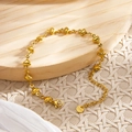 Adjustable 18k gold plated stainless steel bracelet with heart link design and lobster clasp - Heart Link Style