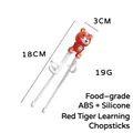Kids learning chopsticks with red tiger cartoon top and soft silicone finger rings - Red Tiger Training Chopsticks (Opp Bag)