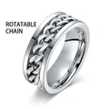 Bague rotative pour homme en acier titane argenté pour soulager le stress - US 6 / Style Rotatif de Chaîne / Argenté