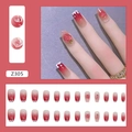 Press-on-Nägel mit rotem Farbverlauf, 3D-Pfirsich-Charms und weißem French-Punkt-Design - Z305 Rosa Pfirsichherz