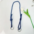 Blauw-wit geweven schouderriem met getextureerde zilveren metalen ringen voor tassen - Universele Riem / Blauw