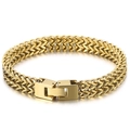 Bracciale da uomo con maglia a scaglie di drago dorata lucida e chiusura a scatola - 9mm / Oro