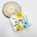 Three-piece plumeria flower hair claw set in white, yellow and blue resin colors - Mixed Color Set #17 (includes Cards)