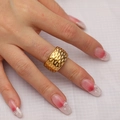 Retro geometric hammered texture wide band ring in 18k gold plated stainless steel for women - US 6 / Hammered Gold