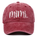 Berretto da baseball in cotone rosso vintage con ricamo mimi per regalo festa della mamma - Regolabile / Borgogna