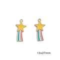 Yellow star rainbow charm in enamel alloy for DIY jewelry making 13x27mm - Shooting Star