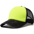 Neon yellow and black mesh trucker hat with a washed vintage finish for outdoor style - Adjustable / Lemon Yellow