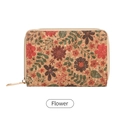 Vintage Kork-Geldbörse für Damen mit Blumenmuster, Goldreißverschluss und Kartenfach - Blumen in voller Blüte