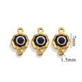Golden flower evil eye charm with dual loops in 18K gold plated stainless steel - Double Hole / Gold-Black