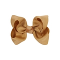 Close-up of a 4.13-inch golden grosgrain ribbon bow with a detailed textured finish - Gold