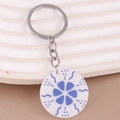 Bohemian floral blue and white porcelain acrylic keychain with vintage silver metal chain - Blue and White Porcelain Round