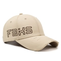 Distressed beige baseball cap with brown FBXS side embroidery and worn brim details - Adjustable / Khaki