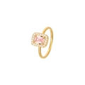 Elegant gold ring featuring a rectangular pink gemstone with a white zircon halo - US 7 / Gold-Pink Zircon