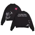 Maglione nero a girocollo con grafica Cupido e citazione sul retro per uno stile urbano - Nero