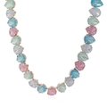 Collana vintage con cristalli a goccia in rosa, blu e verde pastello su sfondo bianco - Bianco+Rosa Chiaro+Azzurro (WXL1086)