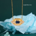 Elegant gold necklace with rectangular deep blue stone pendant and white diamonds - Dark Blue Octagon Style