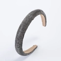 Luxe padded headband with dark grey rhinestones and soft beige velvet lining - Gray