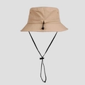 Detail of adjustable windproof drawstring and buckle on khaki nylon sun hat - Light Khaki