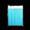 Disposable lip brush set with light blue hollow handle and white fiber tip in bulk - Blue (50 pcs/pack)
