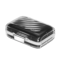 Portable daily pill organizer box in black with a secure metal buckle lock - Translucent Black