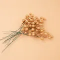 Sparkling gold glitter artificial berry stems for Christmas and floral DIY decorations - Seven-Pronged Golden Glitter Berry