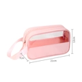 Pink waterproof travel makeup bag with transparent PVC window and side handle (21x12x7cm) - Pink Small
