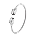 Zilveren gothic punk schedel open armband van gepolijst metaal voor Halloween sieraden - Antiek Zilver