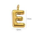 Ciondolo a lettera E bombata in acciaio inossidabile dorato 14K per gioielli DIY, 17x12mm - Lettera E