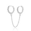 Boucle d'oreille double en argent sterling S925 avec chaîne et accents de perles - Argent 925 / Argenté