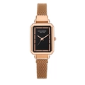 Elegante orologio rettangolare da donna in oro rosa con quadrante nero e cinturino mesh - 1985 Quadrante Nero