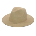 Klassischer beige Strohhut für Kinder mit Sonnenschutz und flacher Krempe - Erwachsene 56-58cm / Aprikose