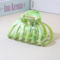 Green marble pattern hair claw clip with gold spring for elegant hair styling - #9abs Yellow-green - Octopus / Bulk (No Packaging)