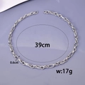 Detail view showing 39cm length and 0.6cm width of silver cuban chain necklace - Semicircle Embossed Chain