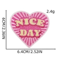 Pink heart embroidery patch with yellow NICE DAY text measuring 6cm by 6.4cm for clothing - Heart 6# (NICE DAY)