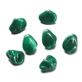 Close-up of green irregular acrylic beads with malachite patterns for DIY jewelry - Irregular 01 / 10 Pieces Pack / Dark Green