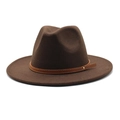 Detailed view of dark brown fedora hat with leather band and silver metal rivet decoration - M (56-58cm) / Dark Coffee