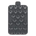 Detail view of heart-shaped silicone suction cup phone holder with 24 small suckers - Gray