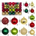 Lot de 100 boules de Noël champagne doré et multicolores de tailles variées - Or Rouge & Vert Foncé