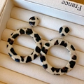 Vintage leopard print round hoop earrings in classic brown and black spots - 4# Steel Needle Leather Round Leopard Stud