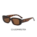 Gafas de sol rectangulares de leopardo con lentes té y remaches plateados - Montura de Leopardo / Lentes Té