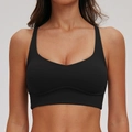 Zwarte yoga sport-bh met gekruiste rug en een brede, ondersteunende onderband - S / Premium Zwart