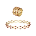 Creative 2-in-1 folding ring bracelet in gold finish with sparkling red rhinestones - Adjustable Style / Gold Red Zirconia