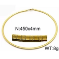 Flache goldene Schlangenkette für Damen, 450x4mm Omega-Stil mit strukturierter Gravur - Diagonal Gravierter Stil (KN35038-Z) / 450mm x 4mm / Gold