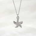 Silver starfish necklace with textured surface and fine chain in minimalist style - Silver Starfish (NAB04-1)